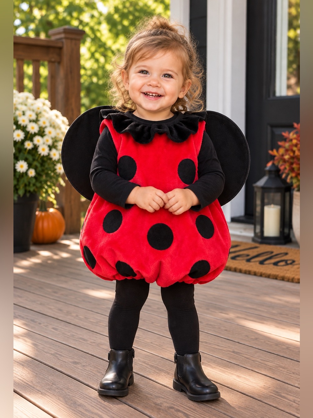 Baby Ladybug Halloween Costume 12-24 Months Red Black Plush Wings Toddler
